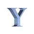 Animated sequence of stylized letter Y icons in varying shades of blue and gray with subtle color transitions