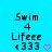 Pixelated text and symbols on a bright cyan background with two identical static frames showing 'Swim 4 Lifeee <333' and a pink heart.
