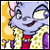 Animated sequence of a blue-furred cartoon character with red eyes, changing expressions and displaying text overlays on a yellow background.