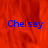 Red textured background with blue text 'Chelsey' in three positions, one partially obscured by a gray rectangle.
