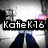 Pixelated image with text overlays reading 'KatieK16 loves Converse shoes!' over a blurred background of a person in dark clothing.