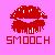 Pixelated red lips with white highlights and dripping effect above bold text on pink background.