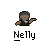 Animated contact sheet of 20 AIM buddy icons featuring a cartoon character named Nelly in various poses and stylized 'N' logos, all displayed on gray background with visible transparency effects.