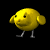 Yellow chick-shaped character with gray legs in multiple poses against black background, showing varied wing positions and facial expressions.