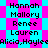 Pixelated text names and repeated pattern on cyan-pink background with visible pixelation artifacts.