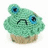 Pixelated green cupcake with blue eyes and a downturned mouth on white background, accompanied by green text reading "It's a sad cupcake :(".