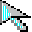Pixelated symmetrical design with black, cyan, and gray shapes on light gray background, no visible text or motion.