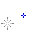 Pixelated star-shaped icons in blue, red, and white with varying sizes on a gray background.