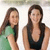 Two women with long brown hair stand side-by-side; one wears a green shirt, the other a black top. Pink text on green background reads "Feeling Loney and oh so cold".