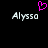 Pixelated text 'Alyssa' appears twice on a black background with a pink heart symbol above the left instance.