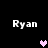 Four instances of the name 'Ryan' in white pixelated text on a black background, with three heart symbols changing color between frames.