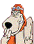 Pixelated cartoon dog with orange bandana and goggles, wearing an orange shirt, positioned against a gray background.