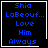 Four identical pixelated display blue text on black background with white borders; two include small white symbols in bottom-right corners