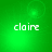 Green background with four identical each containing the word 'claire' in white pixelated text and a faint circular light effect