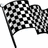 Black-and-white checkered flag with text 'Let's Go Racing' on a split background, rendered in pixelated style.