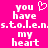 Pixelated text on bright pink background with heart symbol replacing 'i' in 'you', repeated twice side-by-side.
