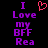Pixelated text reads 'I Love my BFF Rea' with a red heart symbol replacing the word 'Love', displayed in purple on black background.