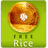 A pixelated icon shows a golden bowl of rice with a white flower on top against a green background, accompanied by text about saving hungry people.