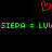 Red pixelated heart symbol above green text reading 'SIERA = LUL' repeated on black background.