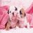 Two bulldog puppies on a pink background with large black and teal letters partially overlaying the image.