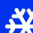 Four white snowflake icons on a solid blue background, arranged in a with no visible animation changes