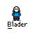 A 5x4 contact sheet of pixel art frames showing a character named 'Blader' in various poses with subtle animation changes across the sequence.