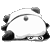 A 3x3 contact sheet of an animated panda icon showing sequential frames with subtle pose and eye changes against a gray background.