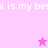 Pixelated pink and white graphic with repeated text and two star symbols on a split background.
