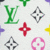 Pixelated icons include green 'LV' monogram, red cross with white center, pink circular floral design, gray diamond-shaped patterns, and colored plus signs on light background.