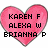 Three pink heart-shaped icons with black pixelated text listing names and a phrase, displayed on white background.