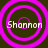 Four identical circular frames with concentric pink rings and the name "Shannon" in white text on a dark background.