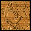 Wooden-textured image of a character with long hair and a collared shirt, paired with text listing 'Got Wood?', 'name', 'Trowa', 'from', 'Gundam Wing', 'type', 'Pine Wood'.