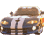 Pixelated 50x50 buddy icon split into two frames showing a vintage car and green text logo on dark background.