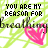 A contact sheet of 17 animated frames showing a repeating pattern of pink hearts and text on a green-and-white striped background, with the bottom-right frame missing content due to gray transparency.