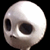 Four views of a white skull with large dark eye sockets and small mouth, displayed against black background with 'Halloweentown' text visible in one view.