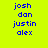 Blue text names on a bright yellow background with light green rectangular overlays in different positions across frames.