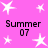 Pink background with white star shapes and black text reading "Summer 07" in four quadrants.