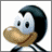 Pixelated cartoon character with light blue face, black hair, and brown beak-like nose on white background; green text 'Original Icons .com' on dark green background.