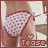 Pixelated static image of a stylized female torso with patterned fabric and text reading "Tease" below a heart symbol.