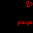 Red pixelated heart symbol above two identical red 'paige' text labels on a black background.
