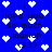 Blue background with white pixelated hearts and black text reading 'i love you so much mariah <333' scattered across the image.