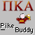 Pixelated graphic with red gradient letters 'ПКА' above a red and yellow object with a pink sphere, and black text 'Pike Buddy' below on gray background.