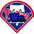 A diamond-shaped icon with red border and blue background displays text "We are the champs" , with "Philly" and a white horse logo visible