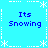 Pixelated blue background with white snowflake and dashed-line borders, displaying "Its Snowing" text in four quadrants.