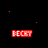 Animated sequence of red 'BECKY' text with changing symbols and color variations against a black background.