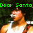 A pixelated image of a person in a white tank top with red straps, green text reading "Dear Santa. will Nick Jonas fit in your bag?" across four