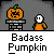Animated contact sheet of 18 pumpkin-themed buddy icons with varying facial expressions and a small character, displayed in a grid layout with gray background.
