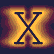 Six pixelated X symbols in varying sizes and glow effects arranged in two on a dark background