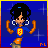 Animated contact sheet of a pixel art character transitioning into Superman logo frames, with blue background and yellow grid lines between panels.