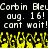 Pixelated text and yellow flame-like shapes on a black background with repeated phrases.